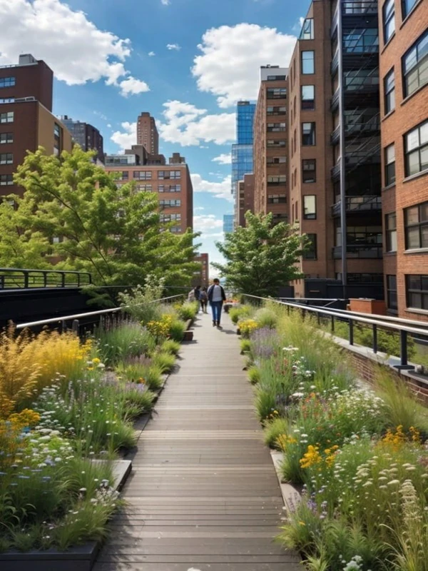 High Line Manhattan, New York City (Strat from 34 Street & 11, 12 Avenue) 2 end in Downtown