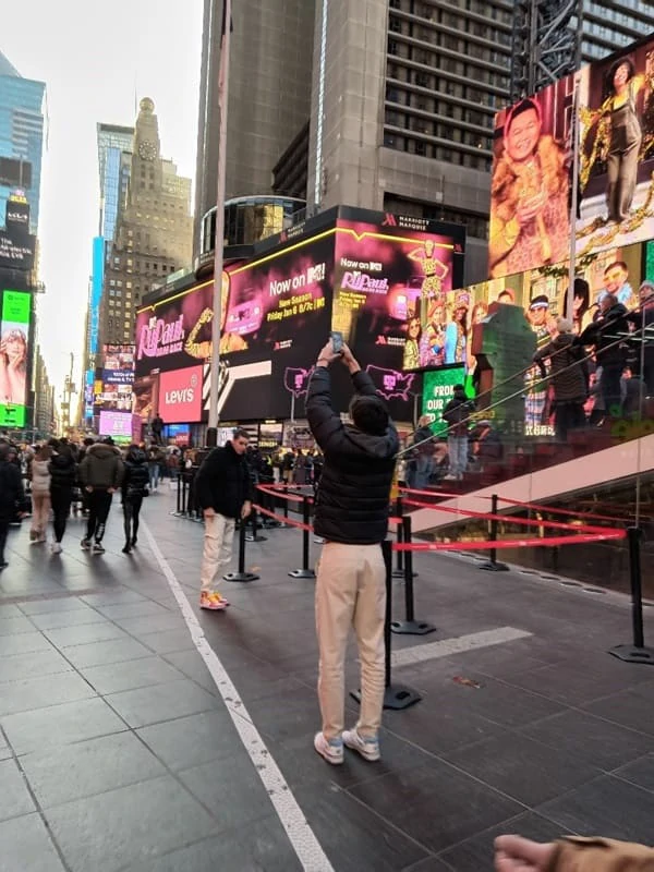People enjoy at Time Square