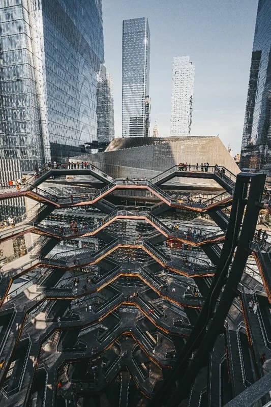 People enjoy inside Vessel, NYC